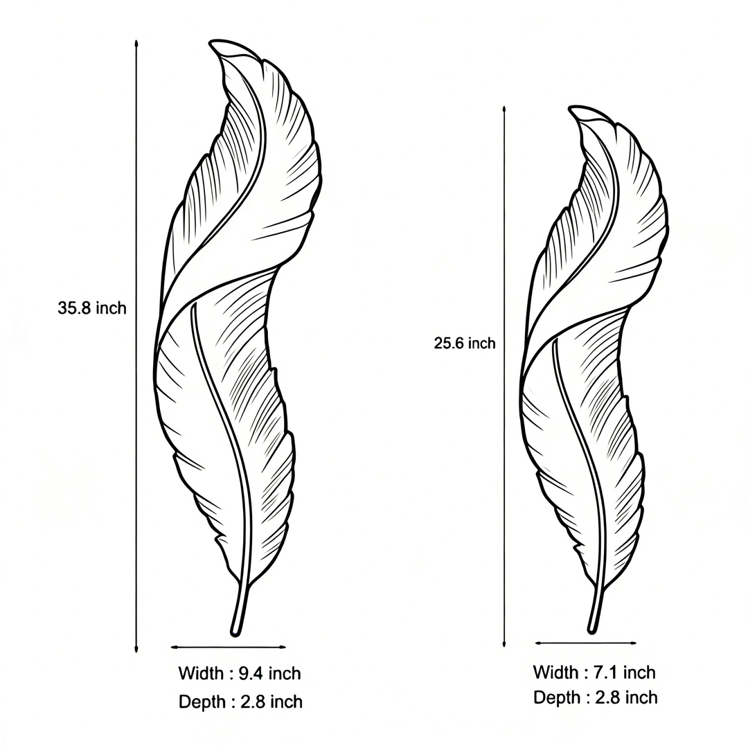 Product dimensions of two specifications of Feather wall lamp