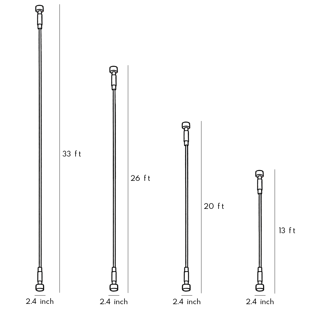 Product images of the four different sizes of Skyline linear LED lamping.